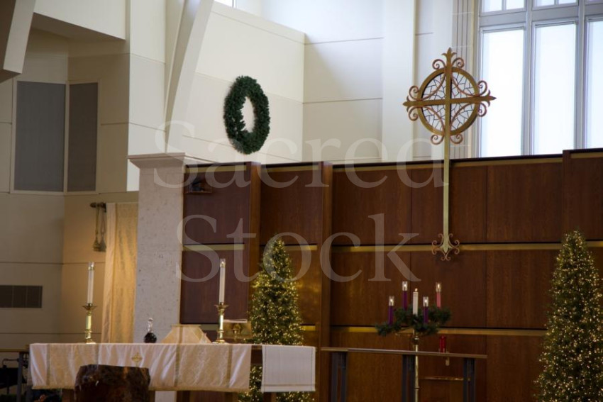 Christmas Eve altar with cross